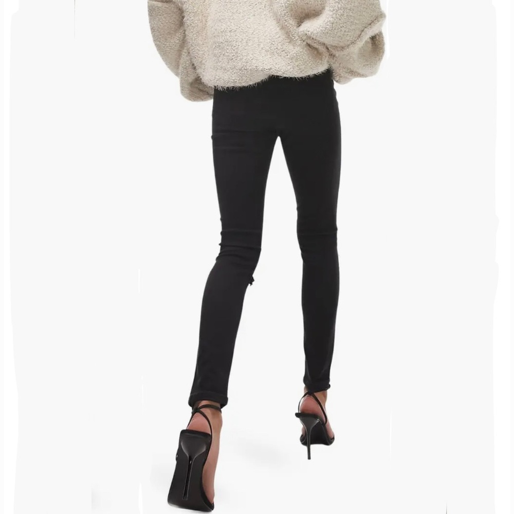 Topshop high waisted / high rise jeans Jamie Skinny, black, ripped knee, 0
